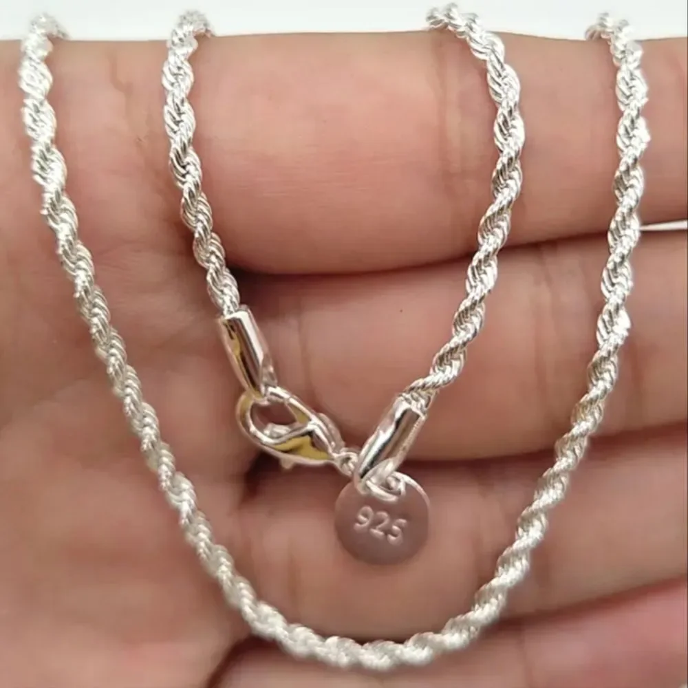 925 silver twist unisex necklace